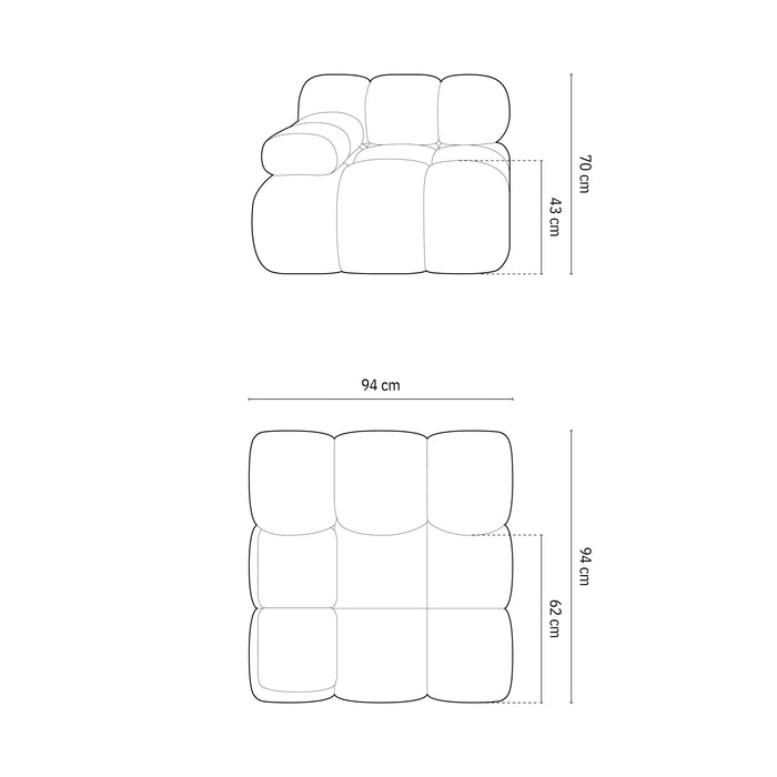Milo Casa Tropea Modulair Bank Element - Hoek Links - Koningsblauw
