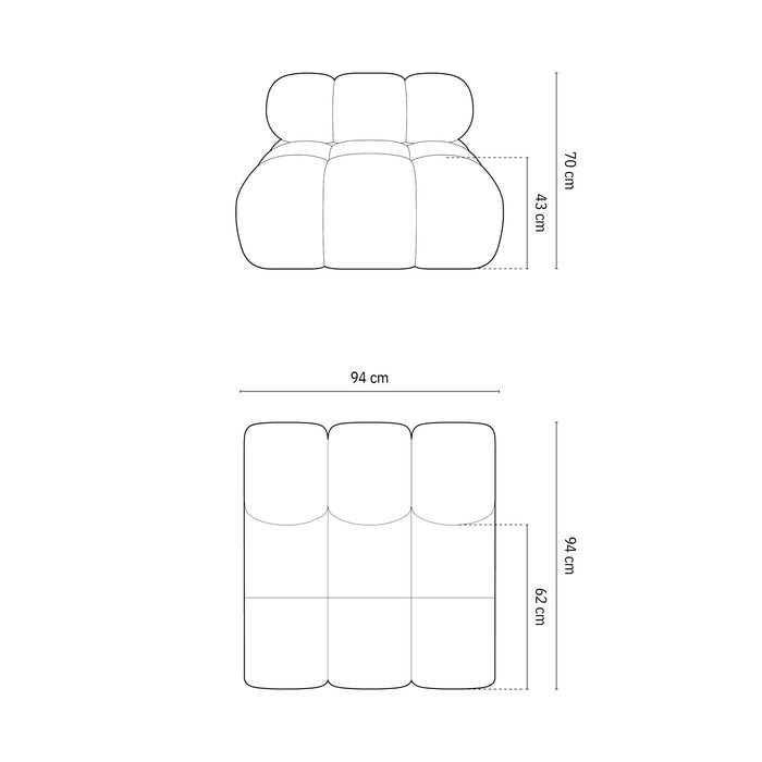 Milo Casa Tropea Modulair Bank Element - Middenstuk - Lichtbeige
