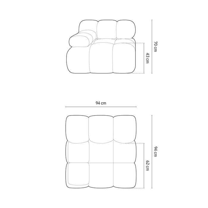 Milo Casa Tropea Modulair Bank Element - Hoek Links - Flessengroen