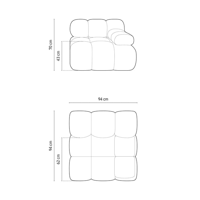Milo Casa Tropea Modulair Bank Element - Hoek Rechts - Koningsblauw