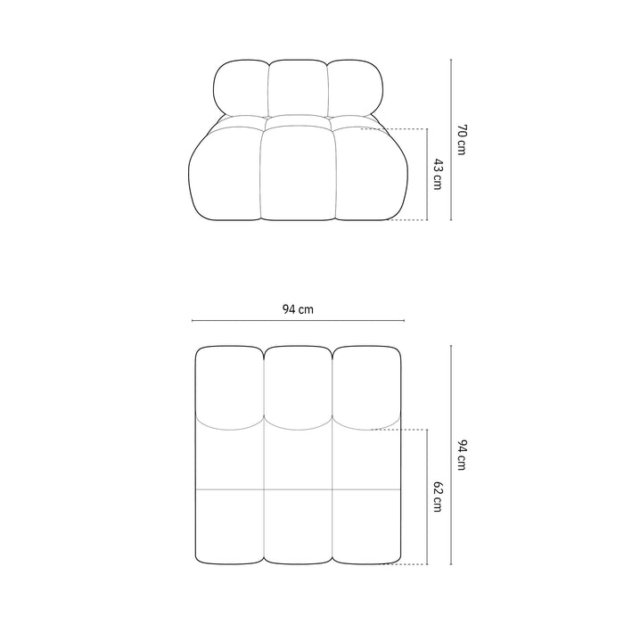 Milo Casa Tropea Modulair Bank Element - Middenstuk - Lichtblauw