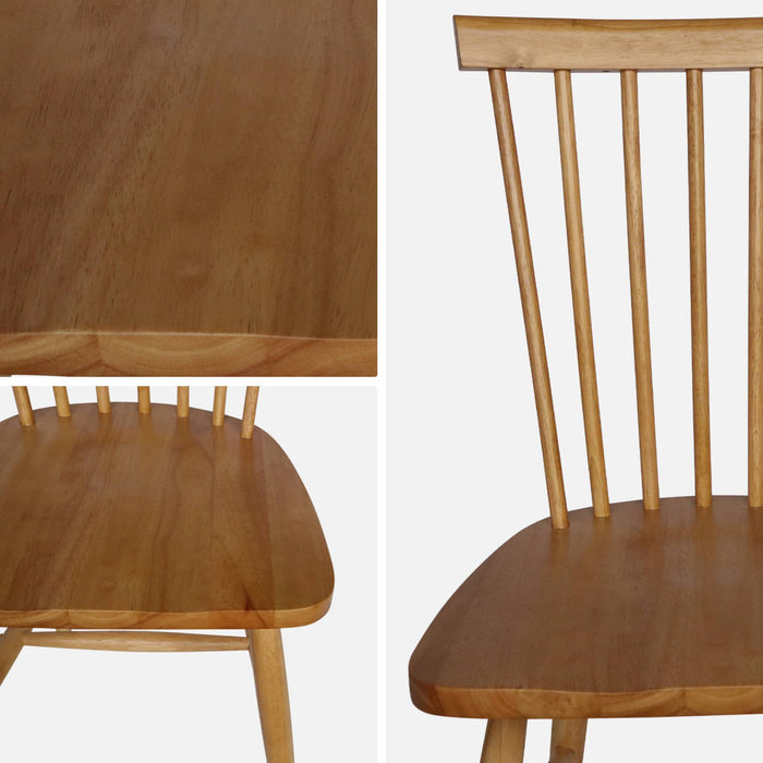 sweeek - Stoel natuurlijk rubberhout, set van 2