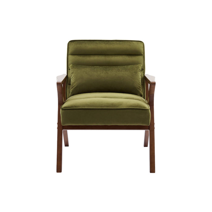 sweeek - Scandinavische fauteuil in heveahout en velours