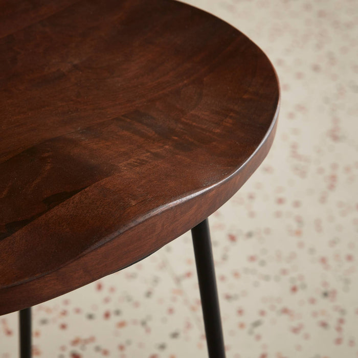 sweeek - Barkruk, mangohout en staal, voetsteun, 65cm (set van 4)