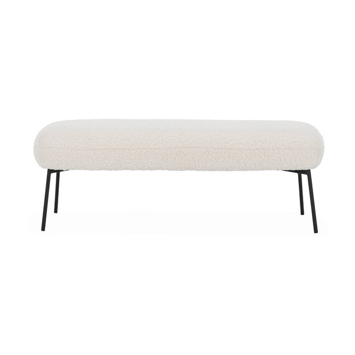 sweeek - Bank, bed einde met bouclébekleding, B120 x D42,5 x H43,5cm