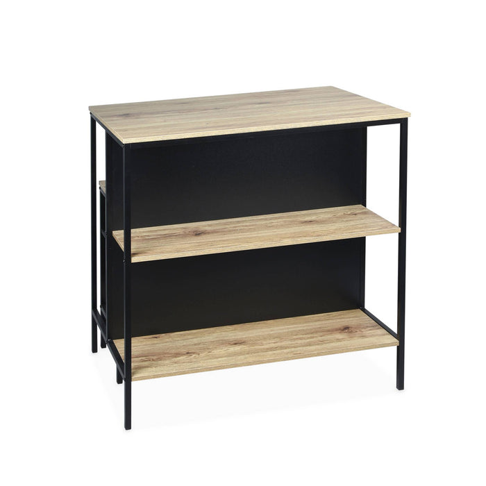 sweeek - Hoge tafel van hout en metaal, 2 planken, 2 krukjes