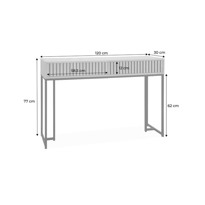 sweeek - Eigentijdse sidetable met 2 laden, gegroefd hout en zwart