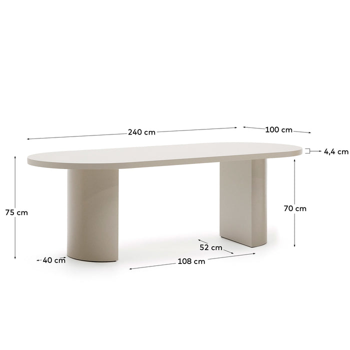 Kave Home - Nealy tafel in gelakt MDF in ecru afwerking 240 x 100 cm