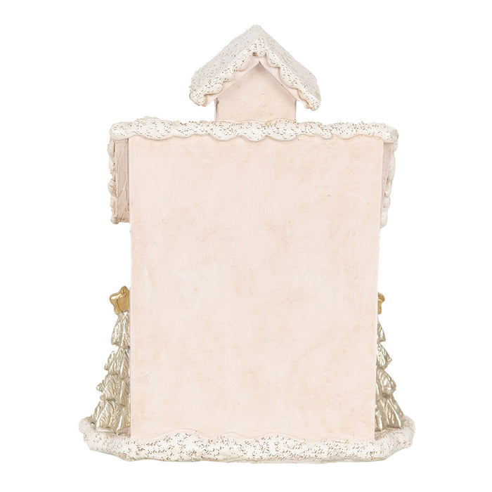 Clayre & Eef Decoratie Huis met LED 15x10x18 cm Roze Polyresin Beer