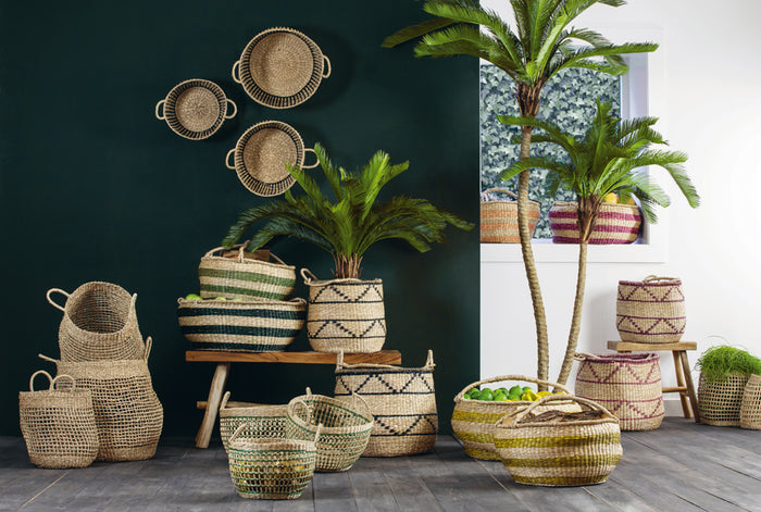 Light&living Mand S|2 Ø37x35+Ø46x40 cm YAGUR zeegras naturel-zwart