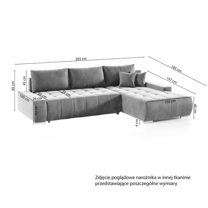 NADUVI Collection Hoekbank Olivia rechts velvet met slaapfunctie