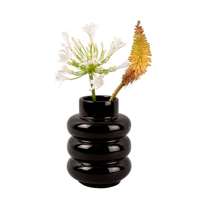 present time - Vase Bobbly Glazed ceramic medium black
