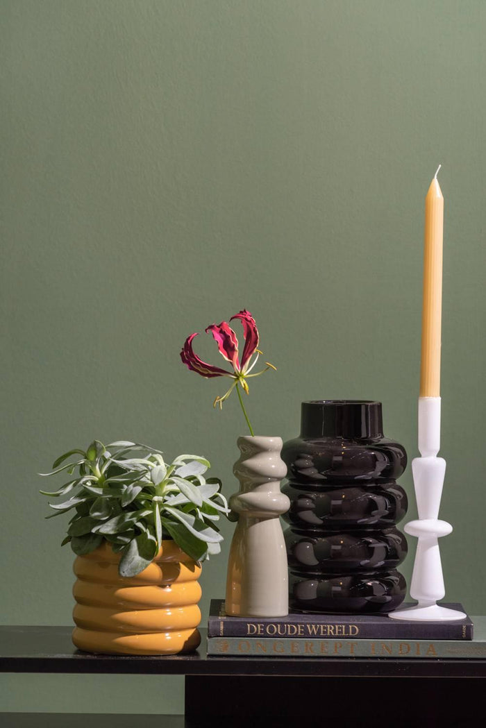 present time - Vase Bobbly Glazed ceramic large black