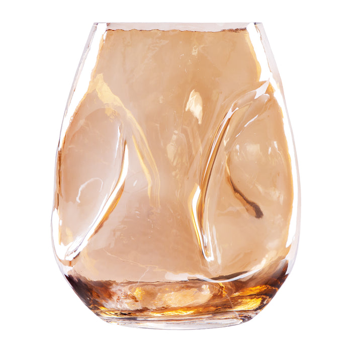 QUVIO Vaas gekreukt - Maat S - Glas - Beige