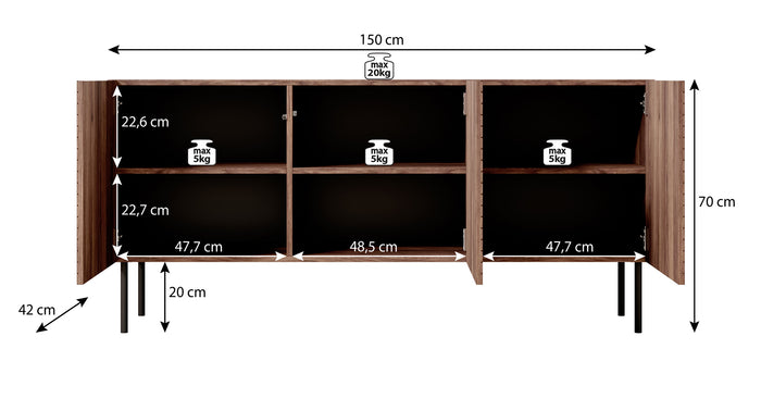 Meubella Dressoir Adelaide - Eiken - 150 cm
