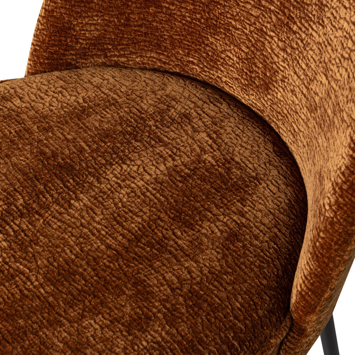 WOOOD Vogue Eetkamerstoel - Chenille - Midden Bruin