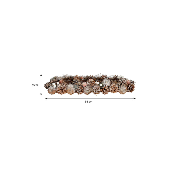 House of Seasons Kerststuk met Theelichthouder - L54 x B17 cm - Perzik