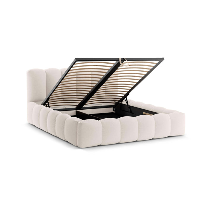 Micadoni Lupine Bedframe met Opbergruimte 140 x 200 cm - Lichtbeige