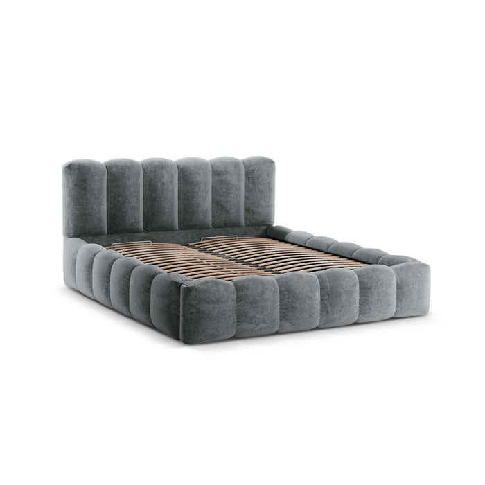 Micadoni Lupine Bedframe met Opbergruimte 200 x 200 cm - Chenille - Platina