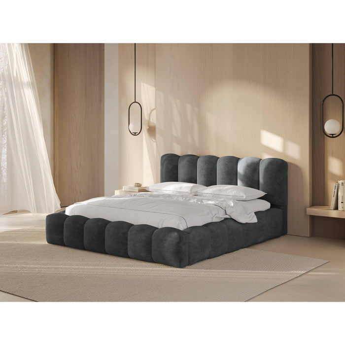 Micadoni Lupine Bedframe met Opbergruimte 160 x 200 cm - Chenille - Platina