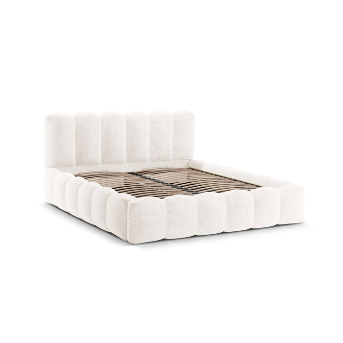 Micadoni Lupine Bedframe met Opbergruimte 180 x 200 cm - Chenille - Lichtbeige