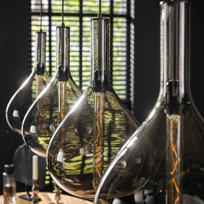 Giga Meubel - Hanglamp 4L Drop Smoke Glas Artic Zwart