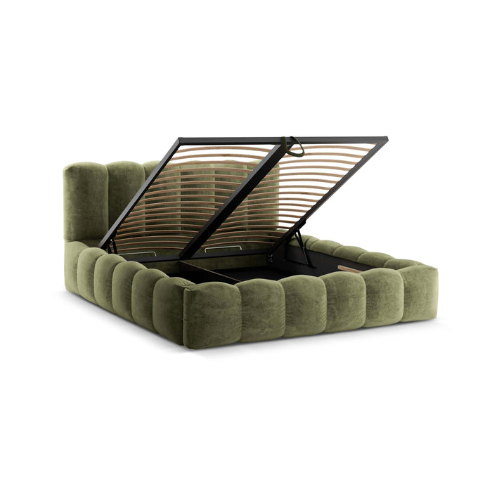 Micadoni Lupine Bedframe met Opbergruimte 140 x 200 cm - Chenille - Lichtgroen