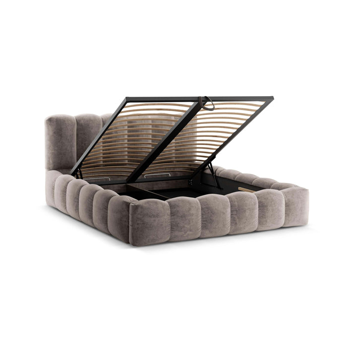 Micadoni Lupine Bedframe met Opbergruimte 140 x 200 cm - Chenille - Cappuccino