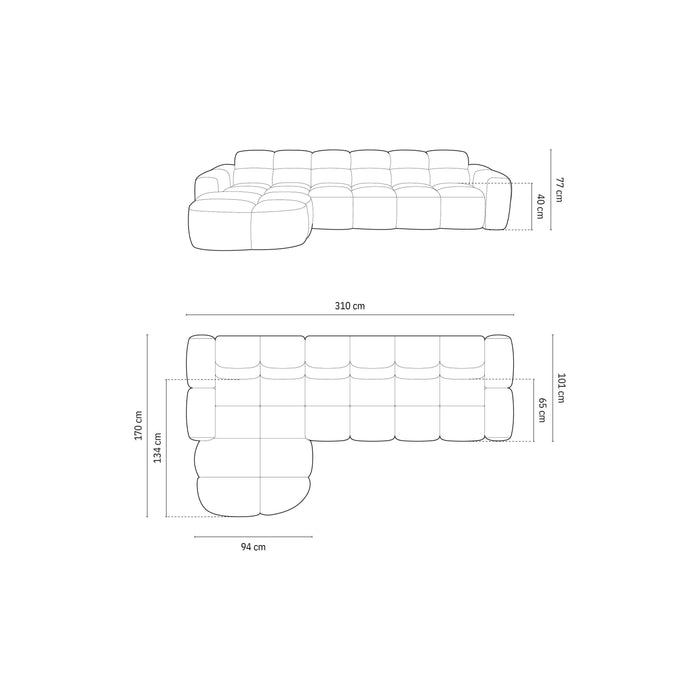 Micadoni Lisa Hoekbank met Chaise Longue Links - Lichtgrijs