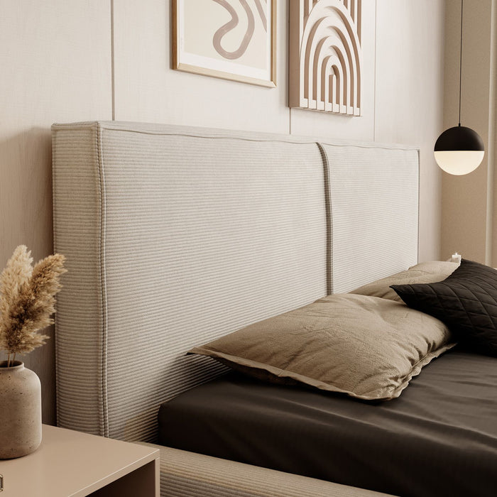 Meubella Tweepersoonsbed Infinity - Beige ribstof - 160x200 cm