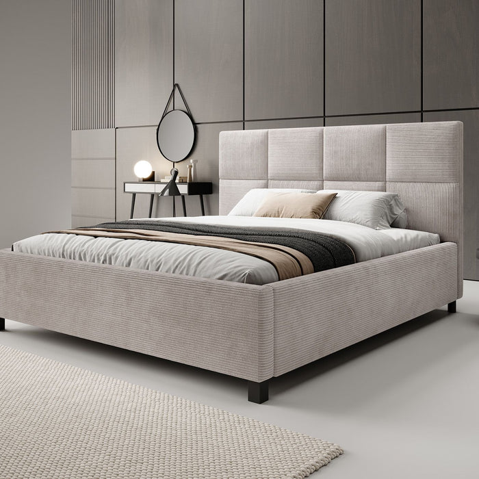 Meubella Tweepersoonsbed Soline - Beige ribstof - 180x200 cm