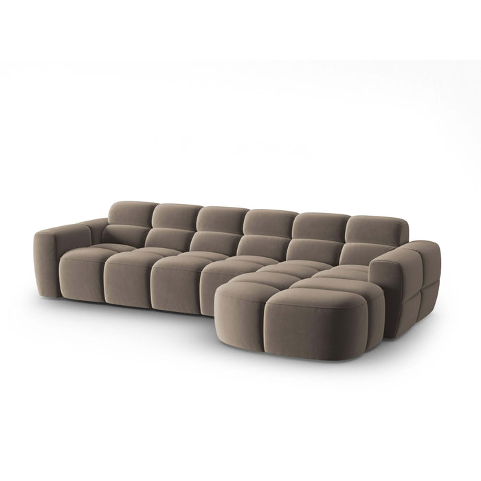 Micadoni Lisa Hoekbank met Chaise Longue Rechts - Velvet - Lichtbruin