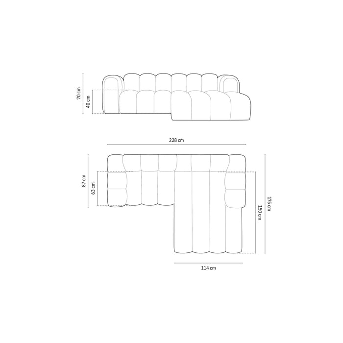 Micadoni Lupine 3-zits Hoekbank met Chaise Longue Rechts - Chenille - Lichtbeige
