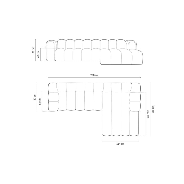 Micadoni Lupine 4-zits Hoekbank met Chaise Longue Rechts - Chenille - Lichtbeige