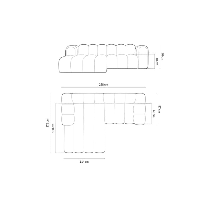 Micadoni Lupine 3-zits Hoekbank met Chaise Longue Links - Chenille - Koningsblauw