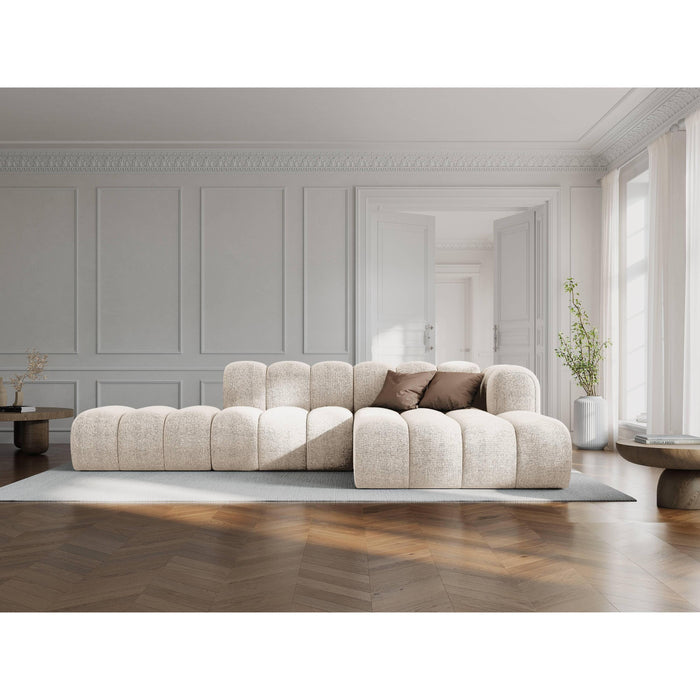Micadoni Lupine 5-zits Hoekbank met Chaise Longue Open Rechts - Chenille - Lichtbeige