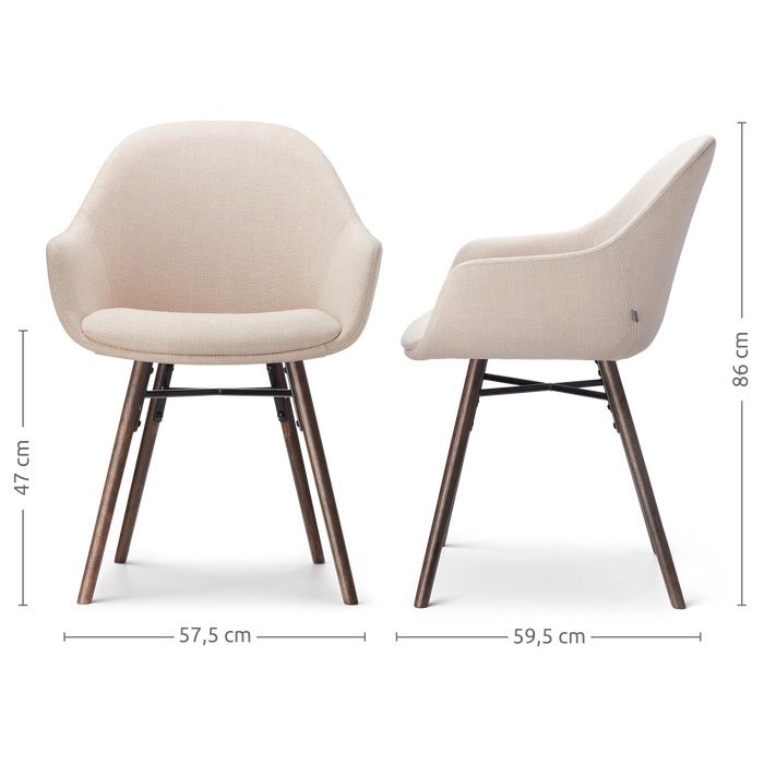 Nolon Nena-Mae Eetkamerstoelen Set van 4 - Beige - Walnoot