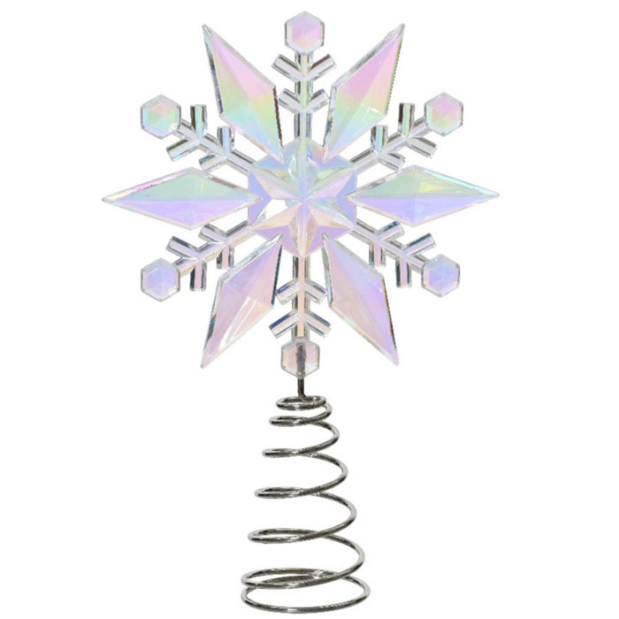 Decoris Kerst piek - edelweiss -transparant - parelmoer -22,5 cm