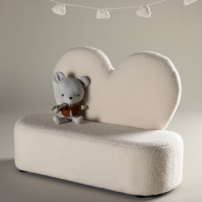 Nest living Aryna teddystof kinderbankje wit