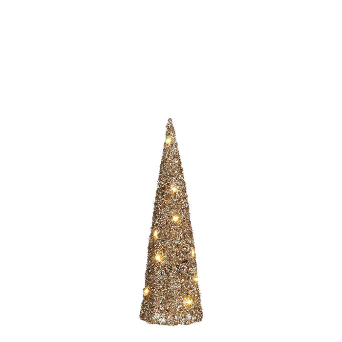 House of Seasons LED kegel kerstboom lamp - champagne - H40 cm