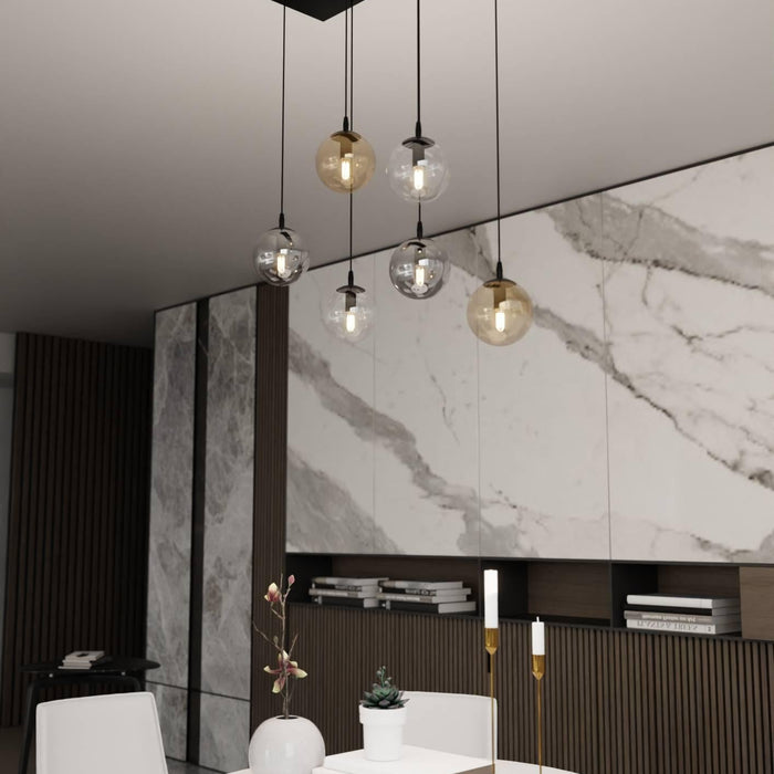 NADUVI Collection Glazen hanglamp eetkamer Cosmo 6-lichts