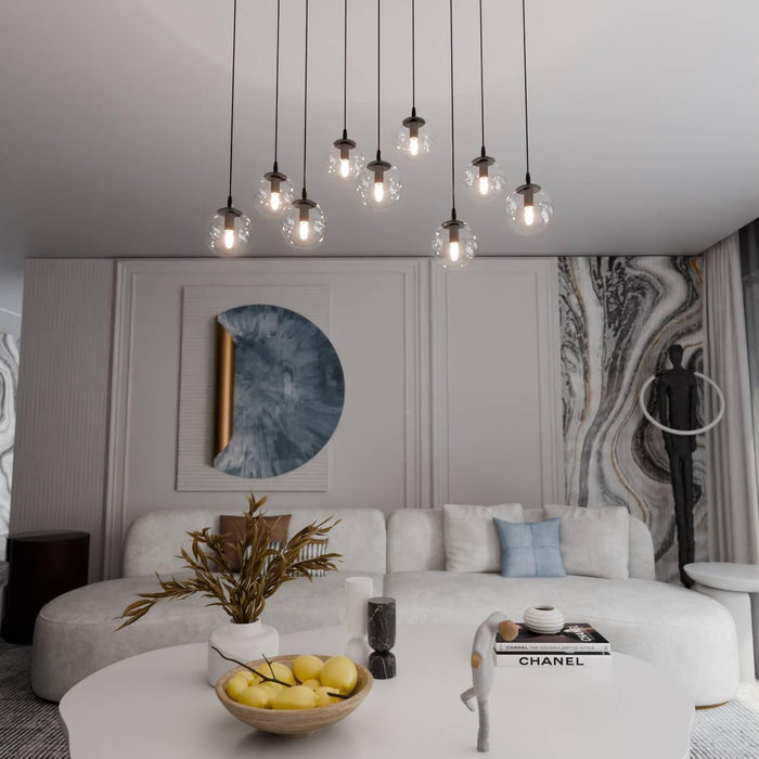 NADUVI Collection Glazen hanglamp eetkamer Cosmo 9-lichts