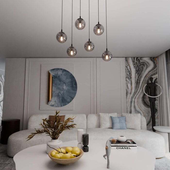 NADUVI Collection Glazen hanglamp eetkamer Cosmo 6-lichts