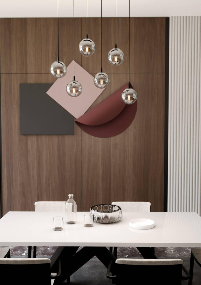 NADUVI Collection Glazen hanglamp eetkamer Cosmo 6-lichts