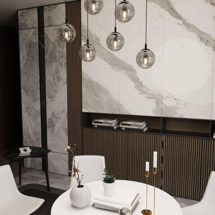 NADUVI Collection Glazen hanglamp eetkamer Cosmo 6-lichts