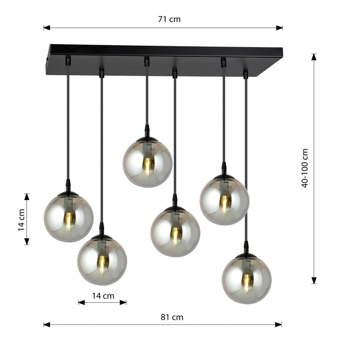 NADUVI Collection Glazen hanglamp eetkamer Cosmo 6-lichts