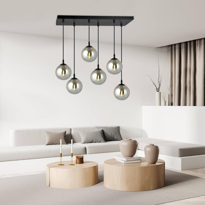 NADUVI Collection Glazen hanglamp eetkamer Cosmo 6-lichts