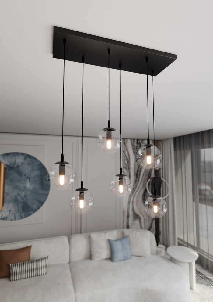 NADUVI Collection Glazen hanglamp eetkamer Cosmo 6-lichts
