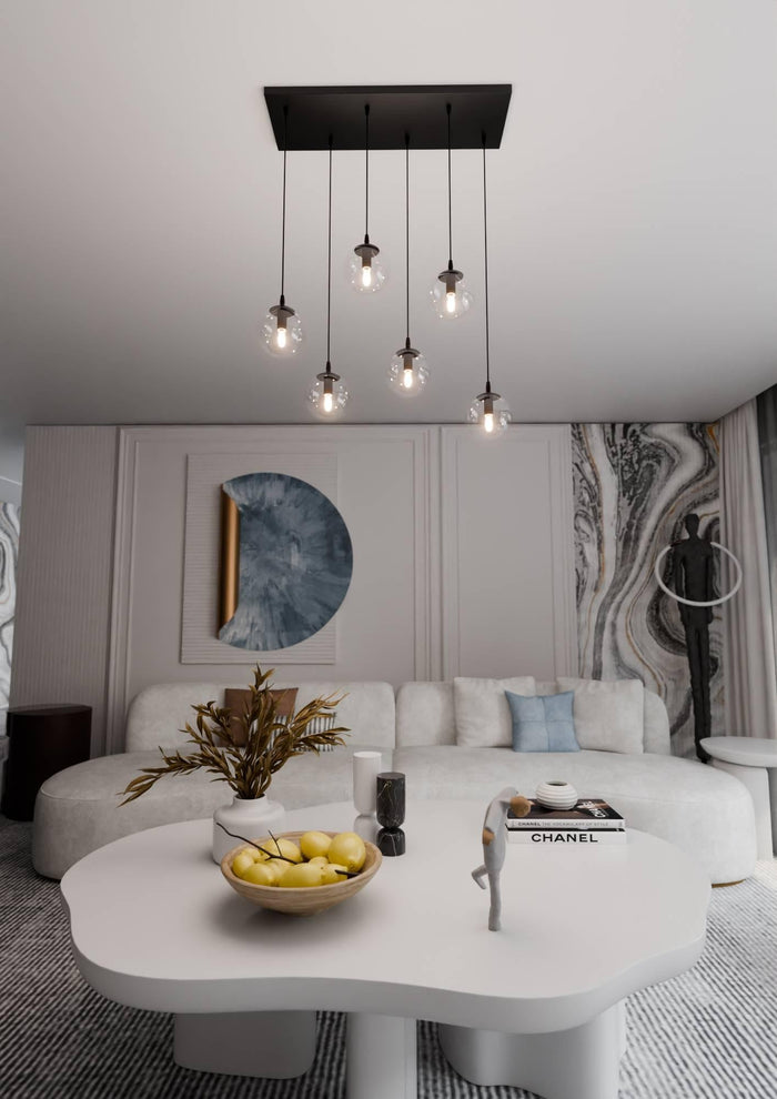 NADUVI Collection Glazen hanglamp eetkamer Cosmo 6-lichts