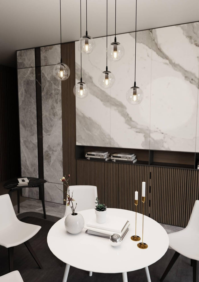 NADUVI Collection Glazen hanglamp eetkamer Cosmo 6-lichts